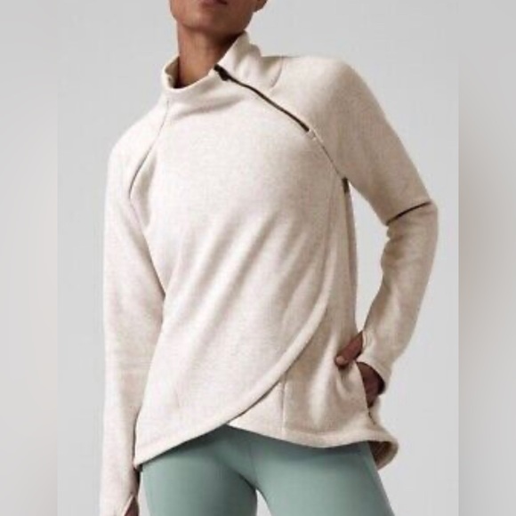 Athleta Tops - Athleta Cozy Karma Asym Pullover Sweatshirt XS Ivory Women
